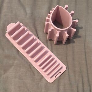 Pink makeup brush holder